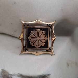 VINTAGE Rare cTo Hallmark 10k Gold Plated Floral Square Brooch 1"